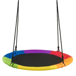 COSTWAY 40" Flying Saucer Tree Swing 900D Round Swing W/ Multi-Ply Rope Colorful