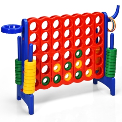 COSTWAY 4-In-A Row Giant Game Set W/basketball Hoop for Kids & Adults