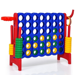 COSTWAY 4-In-A Row Giant Game Set W/basketball Hoop for Kids & Adults