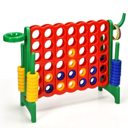 COSTWAY 4-In-A Row Giant Game Set W/basketball Hoop for Kids & Adults