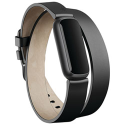 Bracelet En Cuir Pour Le Luxe De Fitbit - Noir