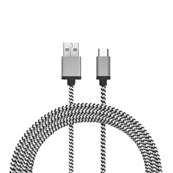 LBT 4 Foot USB-A to C Premium Braided Cable - Black/white