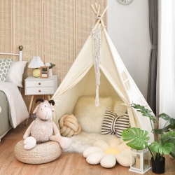 GYMAX Portable Kids Play Tent Indian Canvas Teepee Playhouse Toy Gift W/ Window