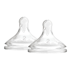 DR. BROWN'S Level 2 Natural Silicone Nipple, Wide-Neck 2-Pack