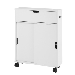 SOBUY Bzr31-W Bathroom Cabinet Storage Shelf On Wheels, Toilet Paper&toilet Brush Holder Cabinet