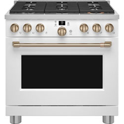 Cuisinière Gaz Autonome À Convection À Ventilateur 6,2 Pi³ 36 Po De Café (Cgy366P4Tw2) - Blanc Mat