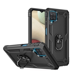 CSMART 【】 Anti-Drop Hybrid Magnetic Hard Armor Case With Ring Holder for Samsung Galaxy A12 / M12 / F12 In Black