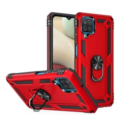 CSMART 【】 Anti-Drop Hybrid Magnetic Hard Armor Case With Ring Holder for Samsung Galaxy A12 / M12 / F12 In Red