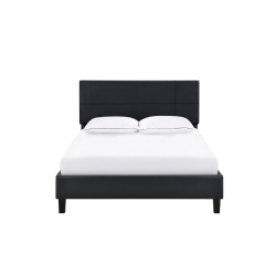 AERYS Double Sized Upholstered Platform Bed, Faux Leather In Black