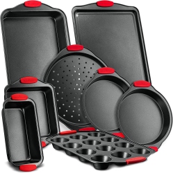 NUTRICHEF 8-Piece Carbon Steel Nonstick Bakeware Baking Tray Set