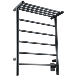 ANCONA Miazzo 5-Bar Electric Wall Mount Plug-In And Hardwire Towel Warmer With Shelf In Matte In Black