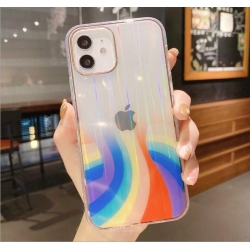 CC Topsave Glitter Phone Case for Iphone 11 (6.1") 3D Rainbow Gradient Plating Edge Soft Clear Back Cover, 02