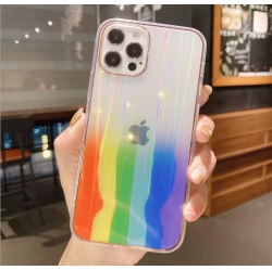CC Topsave Glitter Phone Case for Iphone 12/12 Pro (6.1") 3D Rainbow Gradient Plating Edge Soft Clear Back Cover, 04