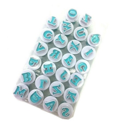ISTAR 26PCs Upper Case Fondant Letter Cutters, Plastic Alphabet Cake Mold Decorating Tools, Embosser Cutter Cookie Stamp Impress for Diy Sugar
