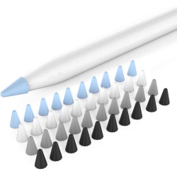 HLD 40 Pack Tips Cover Silicone Nibs Caps Accessories Compatible With Apple Pencil 1St And 2Nd Generation (Blue, Black, Grey, White)