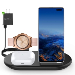 HLD 3 In 1 Wireless Charger, Wireless Charging Station, 10W Charging Stand Watch Charging Dock Pad for Samsung Galaxy Watch Acti