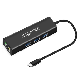 HLD USB C Hub, Aigital Type C to USB Hub Adapter With 3X USB3.0 Ports, 10/100/1000Mbps Ethernet LAN Wired Network Converter Hub