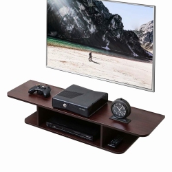 FITUEYES Floating Tv Stands Wall Mounted Media Console for Tv's Up to 55" Entertainment Storage Av Shelf, Walnut