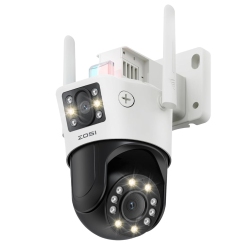 ZOSI C298 4Mp(2Mp+2Mp) Dual-Lens Wifi Outdoor Home Security Camera, 360° Ptz Surveillance Camera \w Person/vehicle Detection, Two-Way Audio