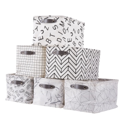 DECOMOMO Storage Baskets, Water-Resistant Toy Storage Bin, Storage Bins for Shelves, Large - 15 X 11 X 9.5" | Patterned And - 6 Pack In White