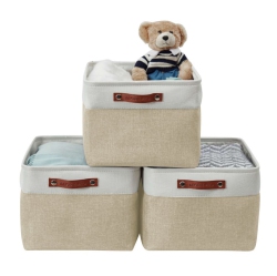 DECOMOMO Fordable Storage Bin - Collapsible Sturdy Cationic Fabric Basket W/handles for Organizing Shelf Nursery Home Closet | Extra Large - 15.8 X