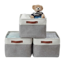 DECOMOMO Fordable Storage Bin - Collapsible Sturdy Cationic Fabric Basket W/handles for Organizing Shelf Nursery Home Closet | Extra Large - 15.8 X