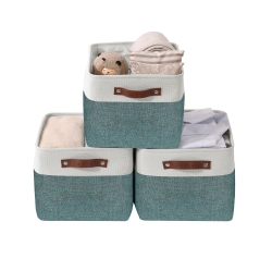 DECOMOMO Fordable Storage Bin - Collapsible Sturdy Cationic Fabric Basket W/handles for Organizing Shelf Nursery Home Closet | Large - 15 X 11 X