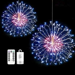 ISTAR 2 Pack Firework Lights, 120 Led Starburst Lights, Outdoor Garden Lighting, Christmas String Lights Waterproof 8 Modes Battery Powered \w Remote