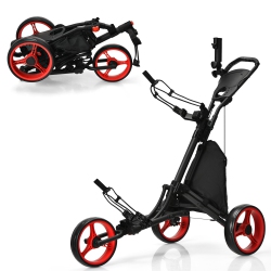 COSTWAY Goplus Folding 3 Wheels Golf Push Cart W/bag Scoreboard Adjustable Handle