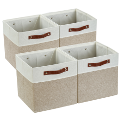DECOMOMO Foldable Storage Bin [4-Pack] Collapsible Sturdy Cationic Fabric Storage Basket Cube W/handles for Organizing Shelf Nursery