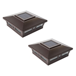 CLASSY CAPS 6X6 Aluminum Oxford Solar Post Cap Slx772C (2 Pack) In Brown