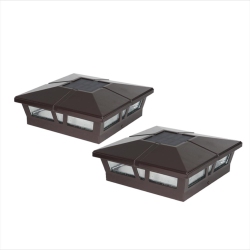 CLASSY CAPS 6X6 Aluminum Cambridge Solar Post Cap Slc771C (2 Pack) In Brown