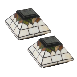 CLASSY CAPS 5X5-4X4-3.5X3.5 Stained Glass Wellington Solar Post Cap Wg322 (2 Pack)