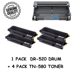 BESTONER Brother 1Drum + 4 Toner Dr520/dr-520/tn580/tn-580/tn580/tn550 (Toner & Drum Combo) Compatible Brother Dcp-8060 8065 Hl-5200 5240 5250 5270