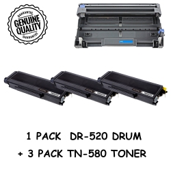BESTONER Brother 1Drum + 3 Toner Dr520/dr-520/tn580/tn-580/tn580/tn550 (Toner & Drum Combo) Compatible Brother Dcp-8060 8065 Hl-5200 5240 5250 5270