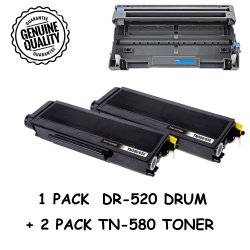 BESTONER Brother 1Drum + 2 Toner Dr520/dr-520/tn580/tn-580/tn580/tn550 (Toner & Drum Combo) Compatible Brother Dcp-8060 8065 Hl-5200 5240 5250 5270