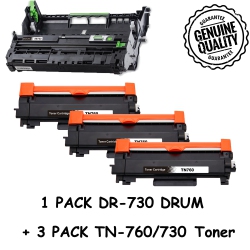 BESTONER Brother 1Drum + 3 Toner Dr730/dr-730/tn760/tn-760/tn730 Compatible Brother Dcp-L2550 Hl-L2350Dw L2370Dw L2390Dw Mfc-L2710Dw Mfc-L2730Dw