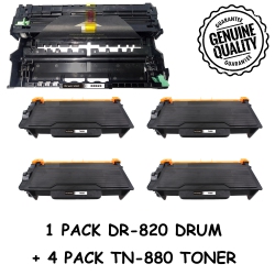 BESTONER Brother 1Drum + 4 Toner Dr820/dr-820/tn880/tn-880/tn880/tn850 (Toner & Drum Combo) Compatible Brother Hl-L6200 L6300 L5100 Mfc-L5700 L5800