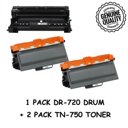 BESTONER Brother 1Drum + 2 Toner Dr720/dr-720/tn750/tn-750/tn750/tn720 (Toner & Drum Combo) Compatible Brother Hl-5440 Hl-5450 Hl-6180 Dcp-8110