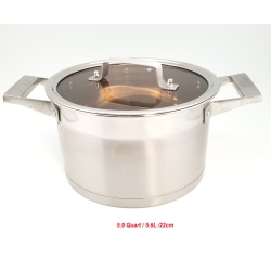 SUNWEALTH EZ LIVING Sunwealth 5-Ply Bottom 5.9 Quart Heavy Duty Stainless Steel Soup Pot With Glass Lid