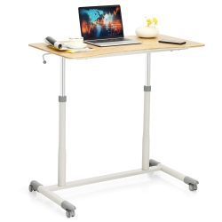 COSTWAY Goplus Height Adjustable Computer Desk Sit Stand Rolling Notebook Table