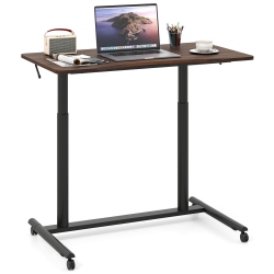 COSTWAY Goplus Height Adjustable Computer Desk Sit Stand Rolling Notebook Table