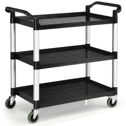 COSTWAY 3-Shelf Utility Service Cart Aluminum Frame 490Lbs Capacity W/ Casters
