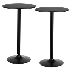 GYMAX Set Of 2 Round Pub Table 24" Bistro Bar Height Cocktail Table W/metal Base In Black