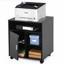 FITUEYES Printer Stand With Storage On Wheels Mobile Wood Work Cart Ps406001Wb In Black