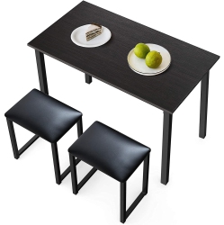 HOMURY Kitchen Dining Table Set \w Padded Stools, Small Dining Table And Chairs Set Of 3, Metal Frame Dinette Set for Small Spaces, HDt109005Wr