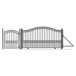 ALEKO Dg14Parsslped Paris Style Single Slide Steel Driveway Gate 14' With Pedestrian Gate