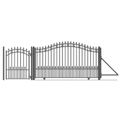 ALEKO Dg14Stpsslped St.petersburg Style Slide Single Steel Driveway Gate 14' With Pedestrian Gate