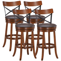COSTWAY Set Of 4 Bar Stools Swivel 29.5" Dining Bar Chairs With Rubber Wood Legs