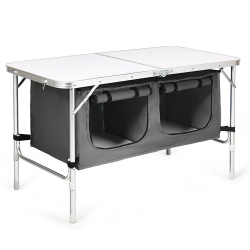 COSTWAY Adjustable Camping Table Aluminum W/ Storage Organizer